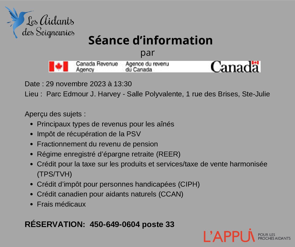 Séance d'information - Revenu Canada