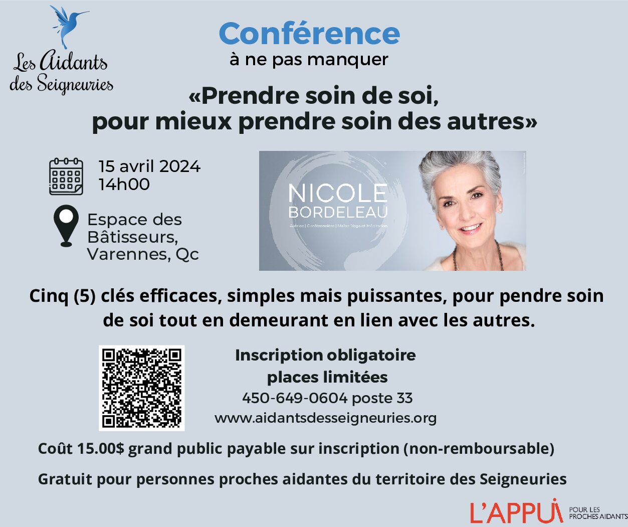 Nouvelle date - Conférence Nicole Bordeleau