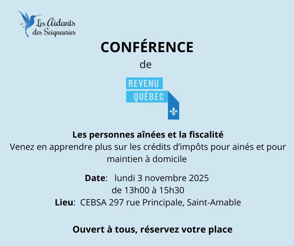Conférence -  Les personnes ainées et la fiscalité