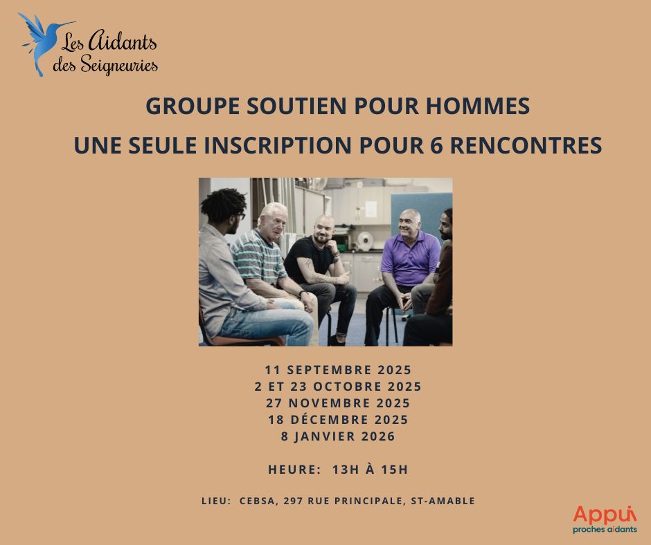 Groupe de soutien pour Hommes - 1 seule inscription pour 6 rencontres